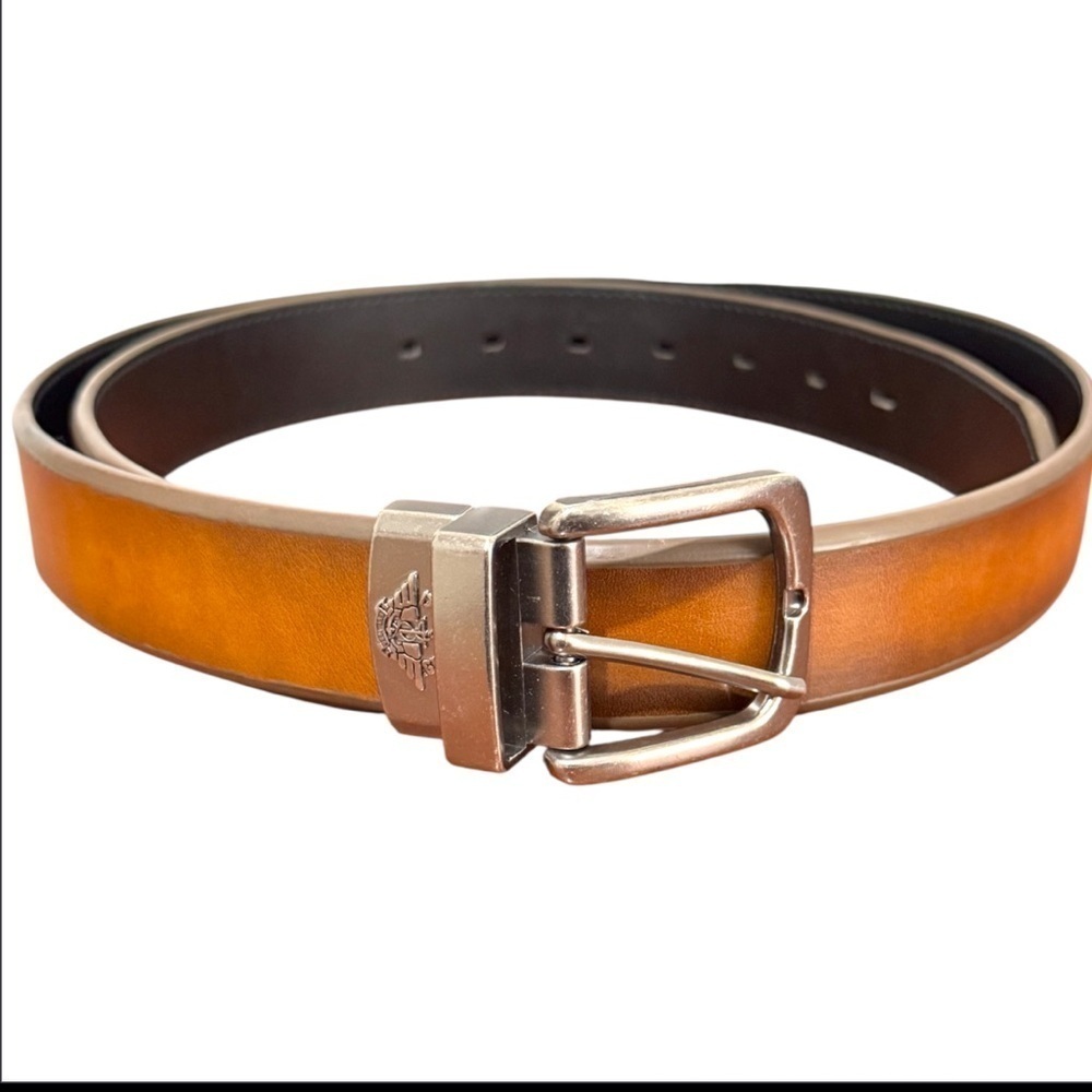 Dockers Men’s Faux Brown Leather Belt with Silver Buckle Sz XL 42-44